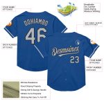 Custom Name and Number Personalized Blue Gray-Black Mesh Baseball Jersey - Authentic Throwback Style Personalized Blue Gray-Black