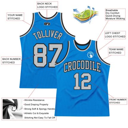 Personalized Blue Gray Black Basketball Jersey for Throwback Style - Custom 2 Personalized Blue Gray-Black Throwback Basketball
