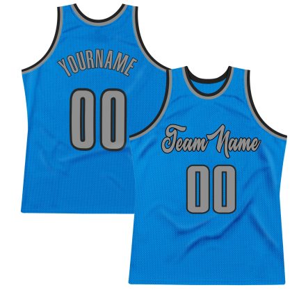 Custom Blue Gray Black Basketball Jersey - Personalized Sports Apparel Personalized Blue Gray-Black Throwback Basketball