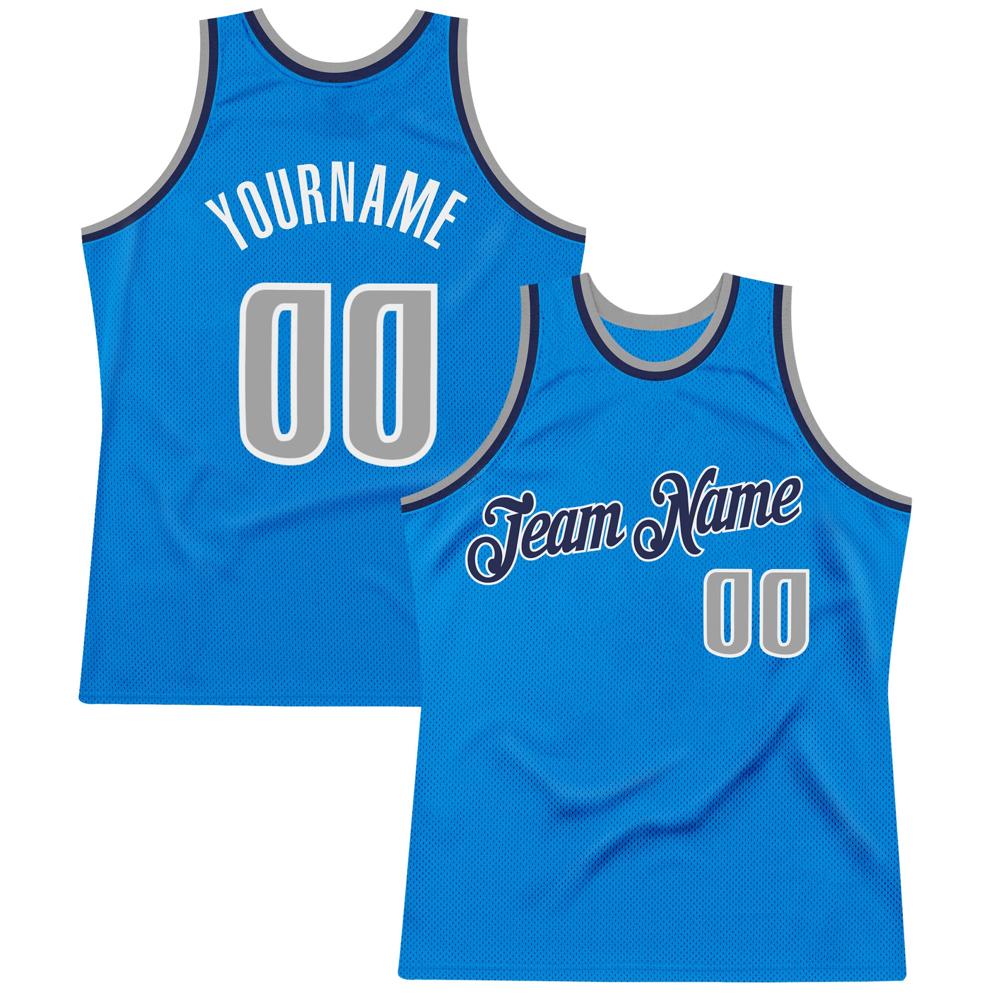 Custom Basketball Jersey with Personalized Name and Number - Blue Gray Navy Authentic Throwback Personalized Blue Gray-Navy