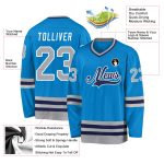 Custom Team Name and Number Personalized Blue Gray Navy Hockey Jersey Personalized Blue Gray-Navy Hockey Jersey Team Custom