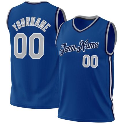 Custom Blue Gray Navy Basketball Jersey for Throwback Style Personalized Blue Gray-Navy Throwback Basketball Jersey 2
