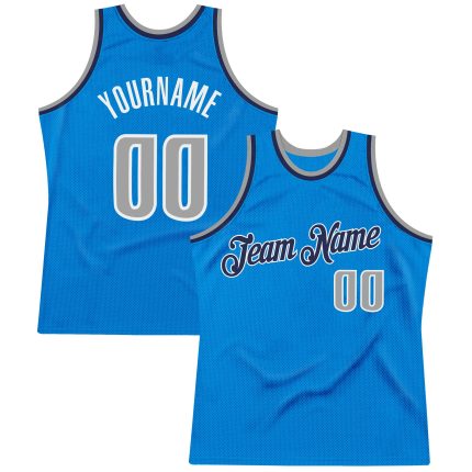 Customizable Blue Gray Navy Basketball Jersey - Throwback Style Personalized Blue Gray-Navy Throwback Basketball Jersey