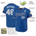 Personalized Blue Gray Navy White Baseball Jersey Custom Design Throwback Personalized Blue Gray Navy-White Throwback Baseball