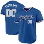 Personalized Blue Gray Navy White Baseball Jersey Custom Design Throwback Personalized Blue Gray Navy-White Throwback Baseball