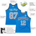 Custom Name Number Basketball Jersey - Personalized Blue Gray-White Authentic Throwback Design Personalized Blue Gray-White