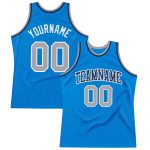 Personalized Blue Gray White Basketball Jersey - Custom Throwback Style Personalized Blue Gray-White Throwback Basketball