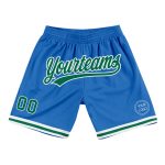 Personalized Authentic Throwback Basketball Shorts in Blue Kelly Green and White Personalized Blue Kelly Green-White Authentic