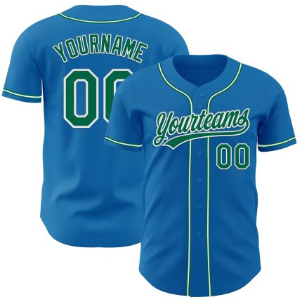 Personalized Blue Baseball Jersey - Custom Green and White Team Jersey Personalized Blue Kelly Green-White Baseball Jersey
