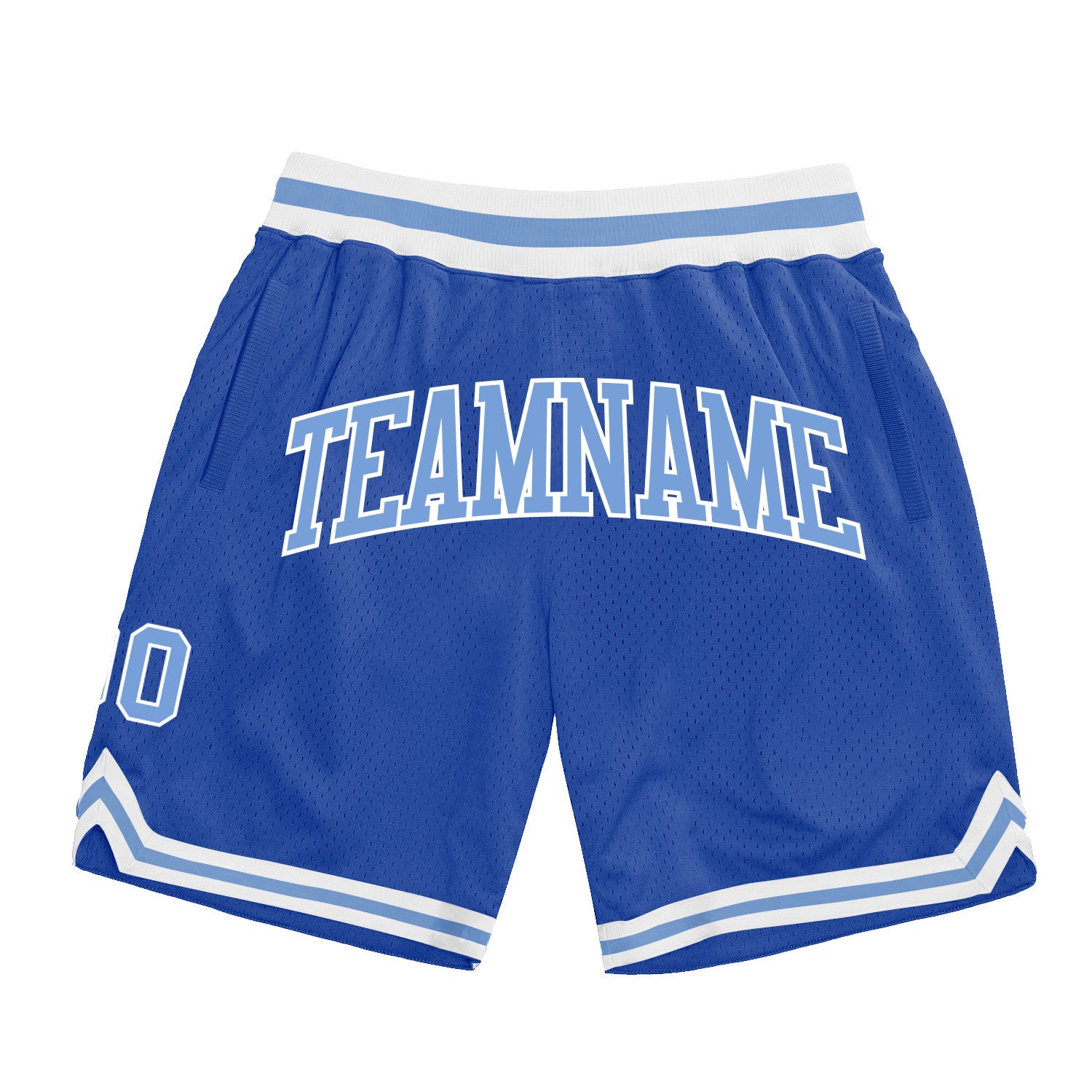 Custom Name and Number Personalized Blue White Basketball Shorts - Authentic Throwback Design Personalized Blue Light Blue-White