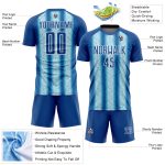 Custom Blue Light and White Ethnic Stripes Soccer Jersey with Personalized Name and Number - Team Uniform Personalized Blue