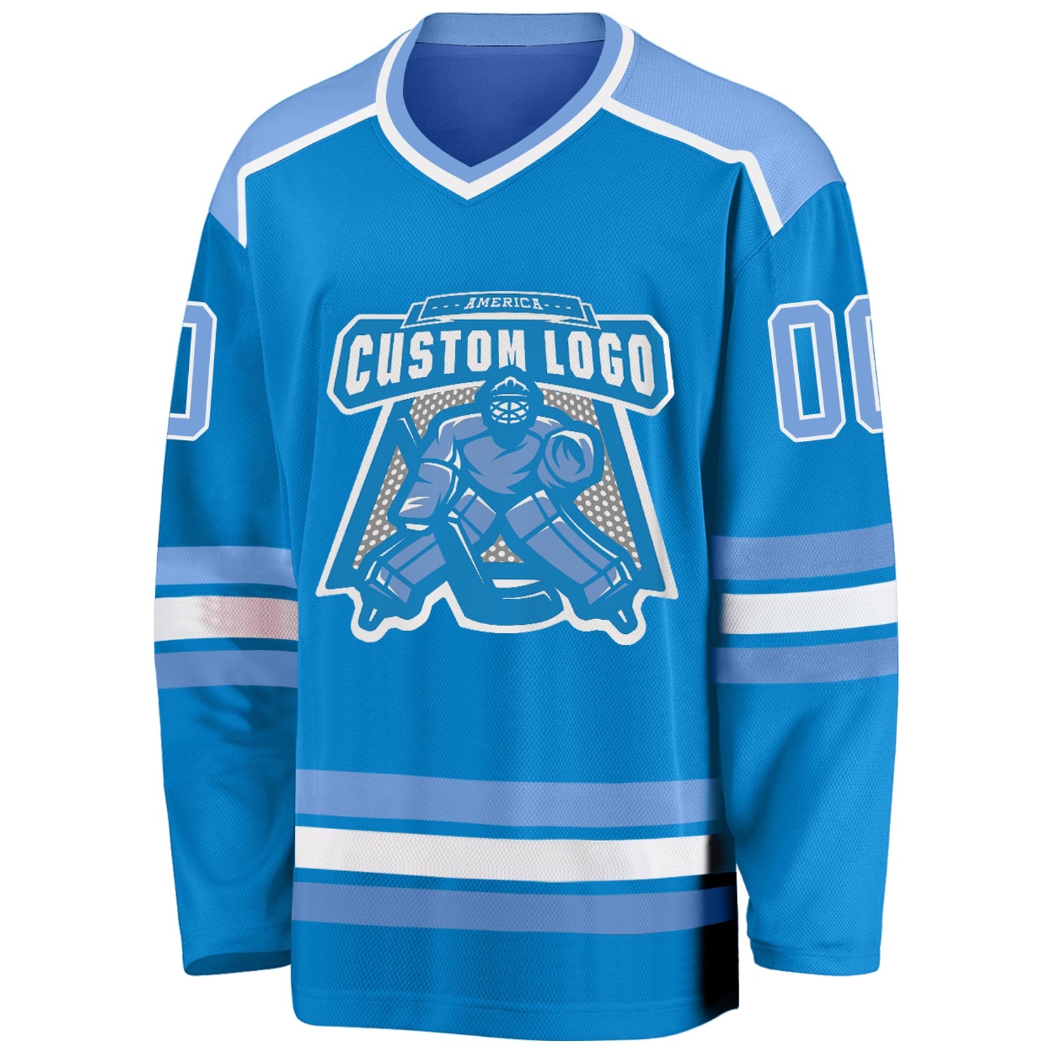 Personalized Hockey Jersey - Blue Light Blue White Design for Ultimate Comfort and Style Personalized Blue Light Blue-White - Image 2