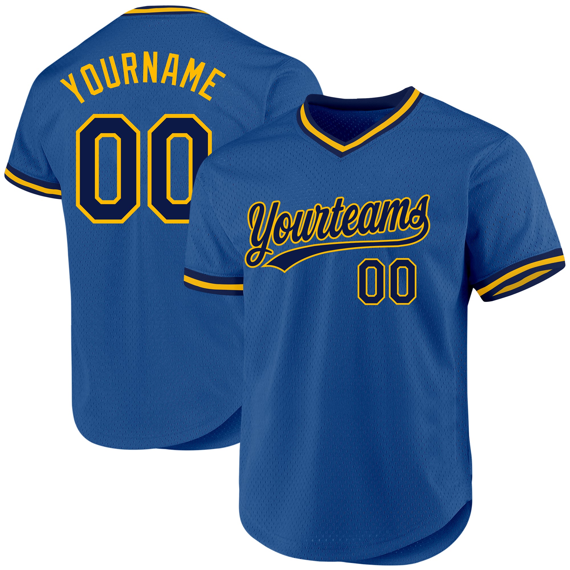 Custom Name Number Authentic Throwback Baseball Jersey Navy Blue Gold Personalized Team Apparel Personalized Blue Navy-Gold