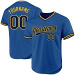 Personalized Navy Blue Gold Throwback Baseball Jersey for Men and Women Personalized Blue Navy-Gold Throwback Baseball Jersey