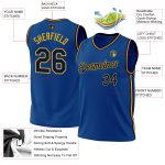 Personalized Navy Gold Basketball Jersey - Custom Throwback Design 2 Personalized Blue Navy-Gold Throwback Basketball Jersey