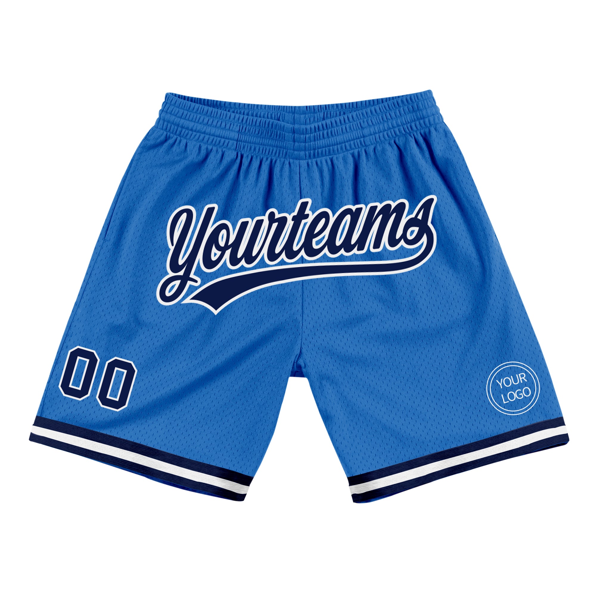 Personalized Navy Blue White Basketball Shorts - Authentic Throwback Style Personalized Blue Navy-White Authentic Throwback