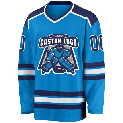 Custom Name and Number Personalized Hockey Jersey - Blue Navy and White Team Jersey Personalized Blue Navy-White Hockey Jersey