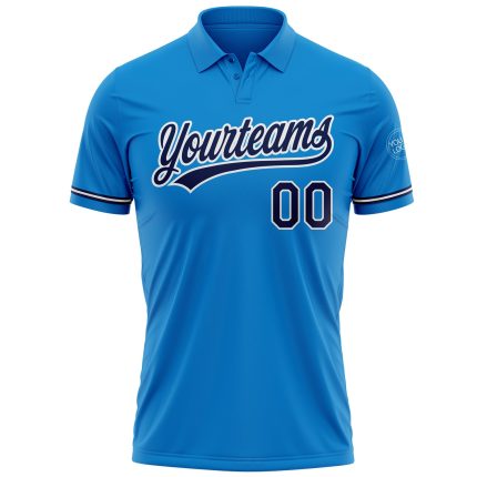 Personalized Navy Blue and White Vapor Performance Golf Polo Shirt Personalized Blue Navy-White Performance Vapor Golf Polo