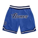 Personalized Navy Blue White Basketball Shorts for Men - Throwback Style Personalized Blue Navy-White Throwback Basketball