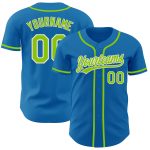 Personalized Blue Neon Green White Baseball Jersey for Men and Women Personalized Blue Neon Green-White Baseball Jersey