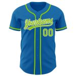 Personalized Blue Neon Green White Baseball Jersey for Men and Women Personalized Blue Neon Green-White Baseball Jersey