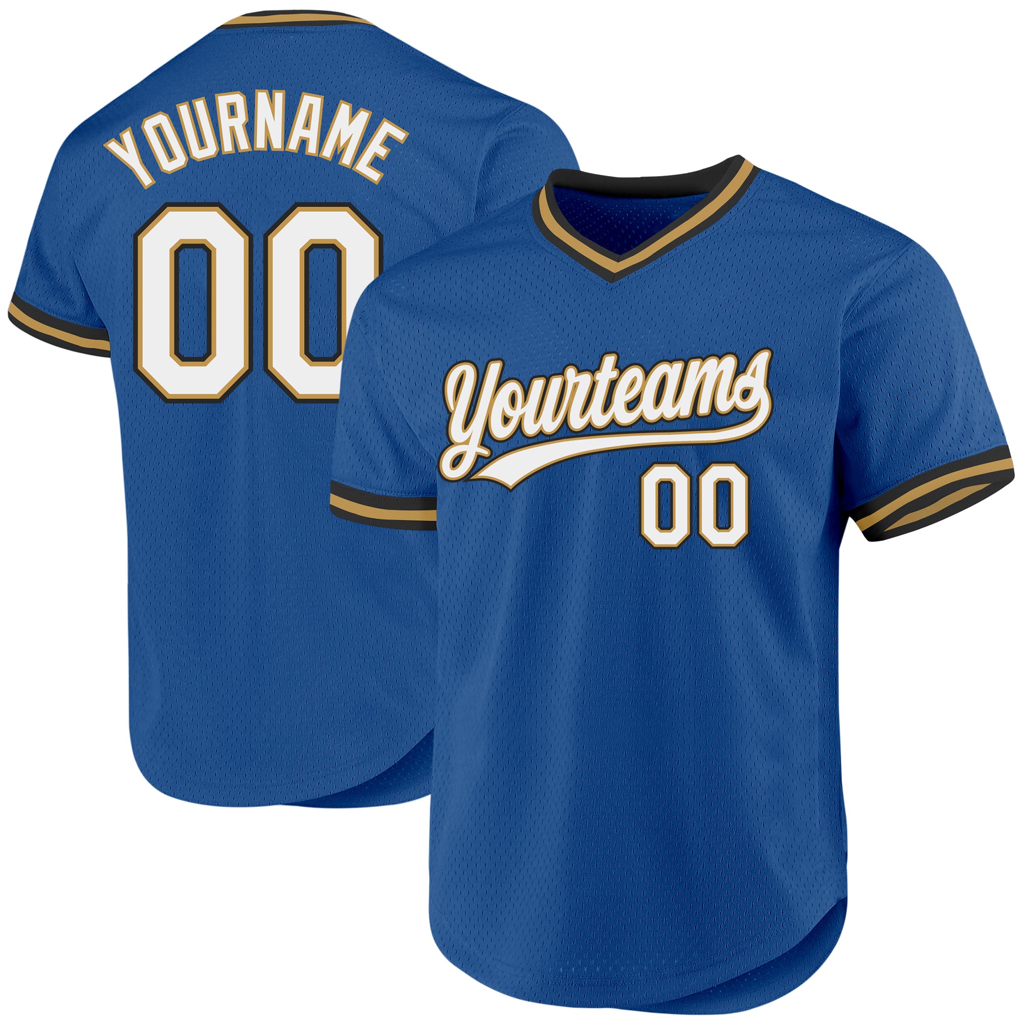 Custom Name and Number Personalized Baseball Jersey - Blue Old Gold-Black Throwback Authentic Team Apparel Personalized Blue