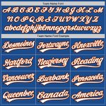 Custom Name and Number Authentic Throwback Baseball Jersey in Blue and Orange-Black Design - Personalized Team Apparel Personalized