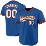 Custom Blue Orange Black Throwback Baseball Jersey for Men and Women Personalized Blue Orange-Black Throwback Baseball Jersey