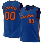 Custom Blue Black Throwback Basketball Jersey - Personalized Sports Apparel Personalized Blue Orange-Black Throwback Basketball