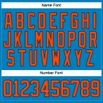 Custom Name and Number Hockey Jersey in Blue and Orange-Navy Lace Neck Design - Personalized Team Apparel Personalized Blue