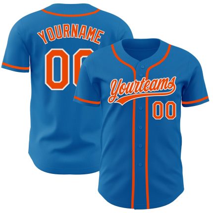Custom Name and Number Authentic Baseball Jersey - Personalized Blue Orange White Team Jersey Personalized Blue Orange-White
