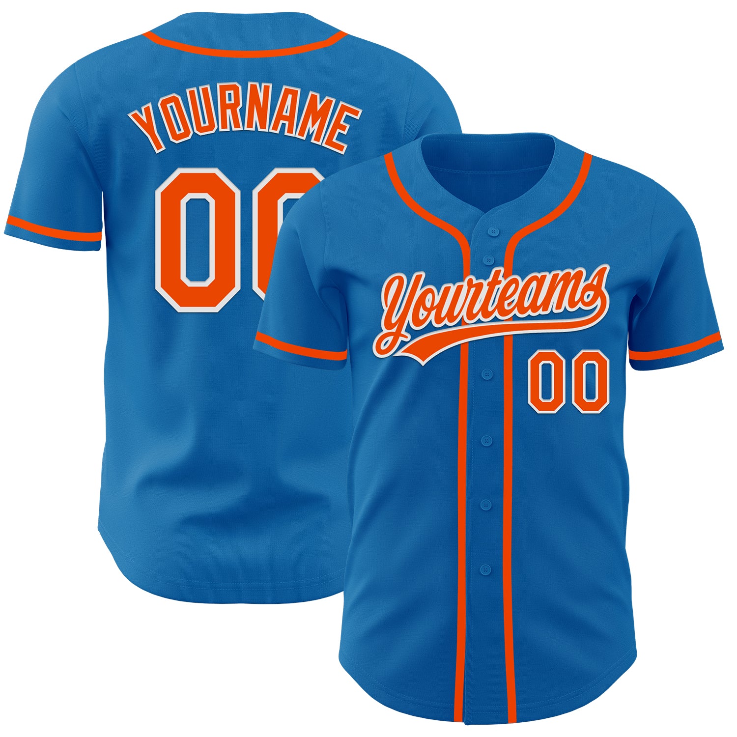 Custom Name and Number Authentic Baseball Jersey - Personalized Blue Orange White Team Jersey Personalized Blue Orange-White