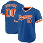 Custom Name Number Authentic Throwback Baseball Jersey - Personalized Blue Orange-White Team Jersey Personalized Blue Orange-White
