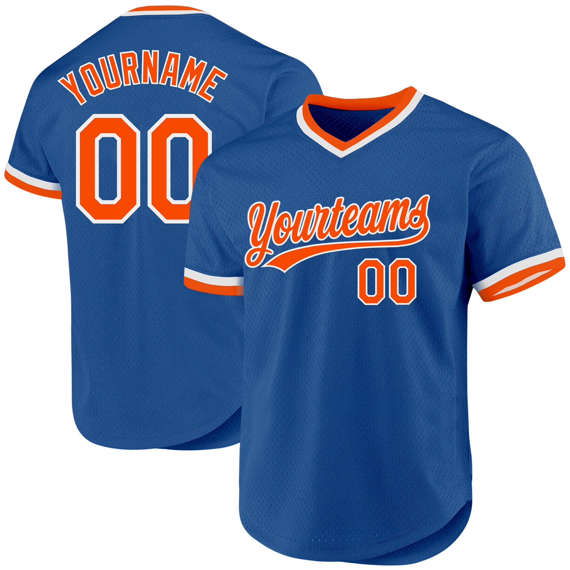 Custom Name Number Authentic Throwback Baseball Jersey - Personalized Blue Orange-White Team Jersey Personalized Blue Orange-White