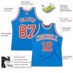Custom Name and Number Personalized Blue Orange-White Basketball Jersey - Authentic Throwback Style Personalized Blue Orange-White