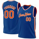 Personalized Authentic Basketball Jersey in Blue and Orange-White Throwback Style Personalized Blue Orange-White Authentic