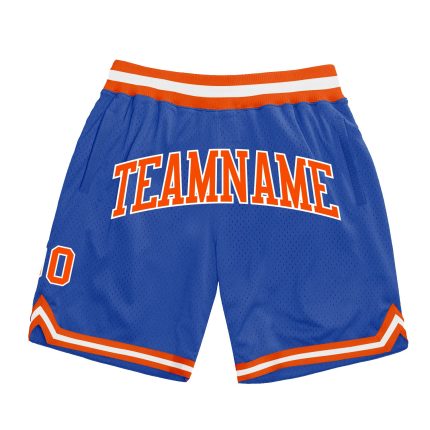 Custom Blue Orange-White Throwback Basketball Shorts with Personalized Name and Number - Authentic Team Apparel Personalized