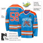 Personalized Blue Hockey Jersey - Custom Orange-White Design for Fans Personalized Blue Orange-White Hockey Jersey