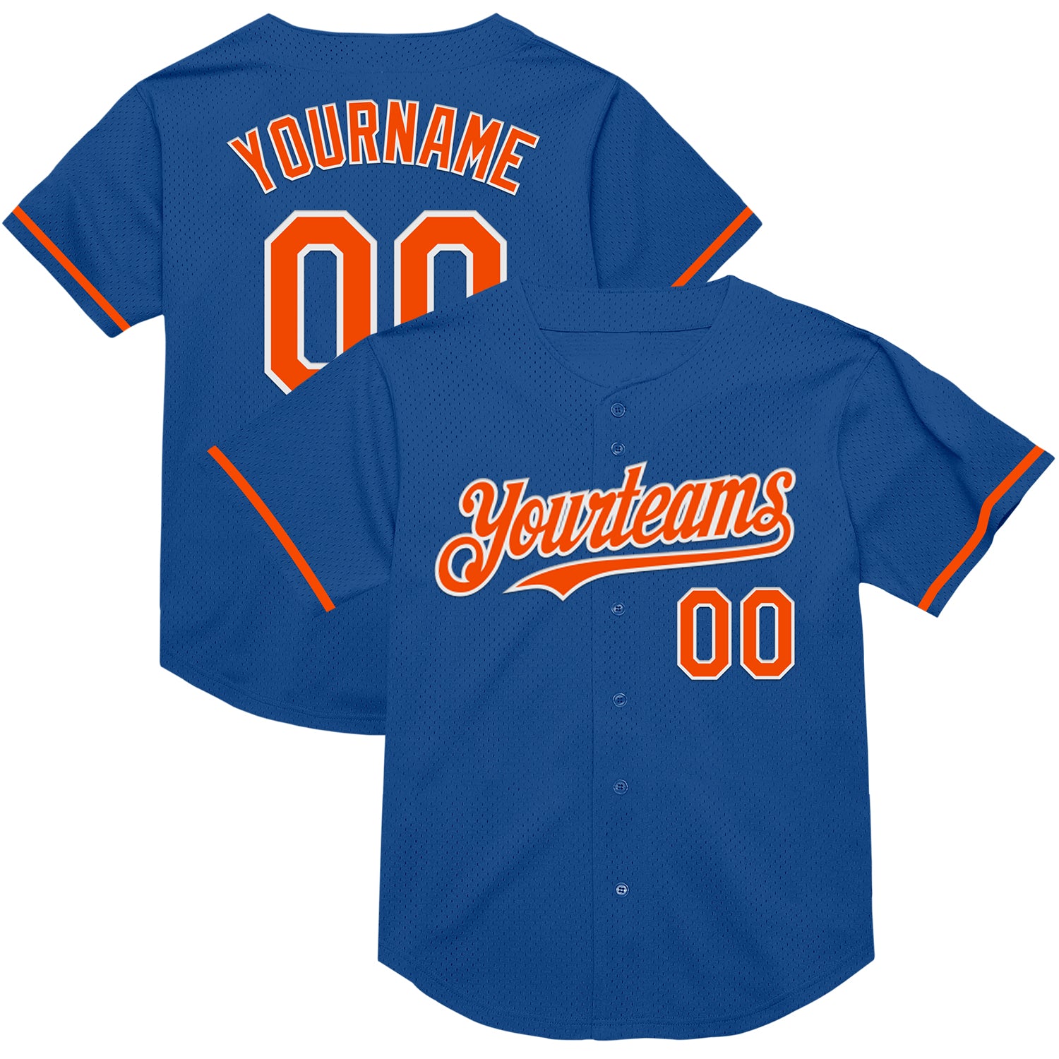 Custom Name and Number Personalized Blue Orange-White Authentic Throwback Baseball Jersey Personalized Blue Orange-White