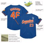 Custom Name and Number Personalized Blue Orange-White Authentic Throwback Baseball Jersey Personalized Blue Orange-White