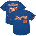 Personalized Blue Orange White Baseball Jersey Throwback Mesh Style Personalized Blue Orange-White Mesh Throwback Baseball
