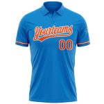Personalized Performance Vapor Golf Polo Shirt in Blue Orange-White Personalized Blue Orange-White Performance Vapor Golf
