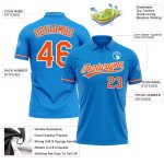 Custom Name and Number Blue Orange-White Performance Golf Polo Shirt - Personalized Team Shirt Personalized Blue Orange-White