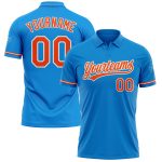 Personalized Performance Vapor Golf Polo Shirt in Blue Orange-White Personalized Blue Orange-White Performance Vapor Golf