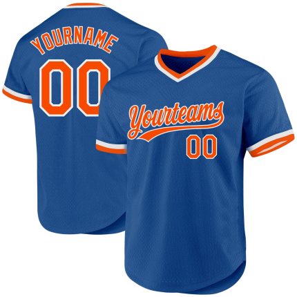 Custom Blue Orange-White Throwback Baseball Jersey for Personalized Style Personalized Blue Orange-White Throwback Baseball