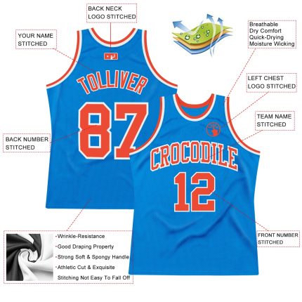 Personalized Blue Basketball Jersey with Orange-White Design, Retro Style Personalized Blue Orange-White Throwback Basketball