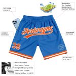 Personalized Blue and White Throwback Basketball Shorts for Men - Custom Jersey Shorts Personalized Blue Orange-White Throwback