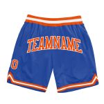 Customizable Blue Orange White Throwback Basketball Shorts for Men Personalized Blue Orange-White Throwback Basketball Shorts