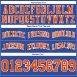 Customizable Blue Orange White Throwback Basketball Shorts for Men Personalized Blue Orange-White Throwback Basketball Shorts