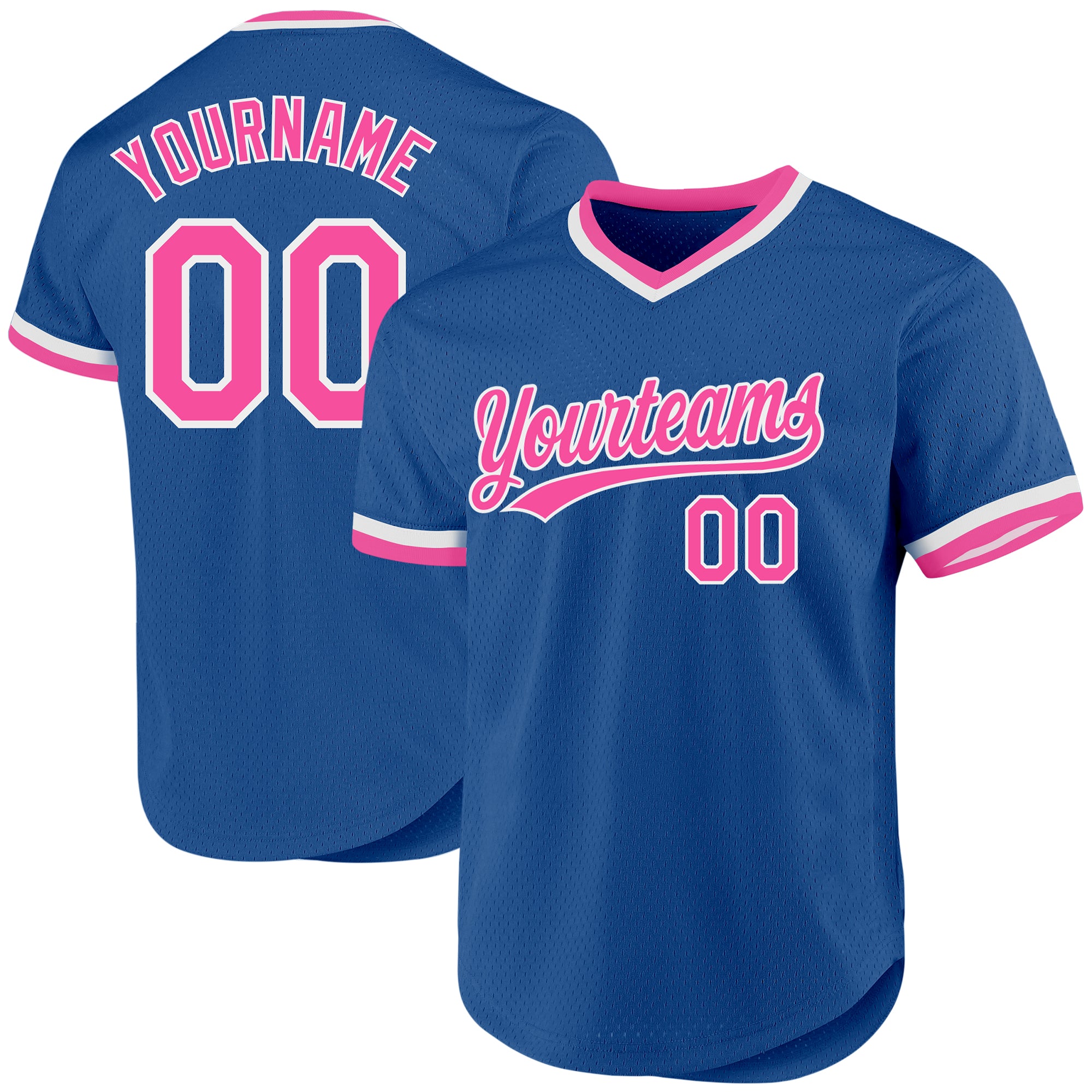 Custom Name Number Personalized Baseball Jersey Pink Blue White Authentic Throwback Personalized Blue Pink-White Authentic